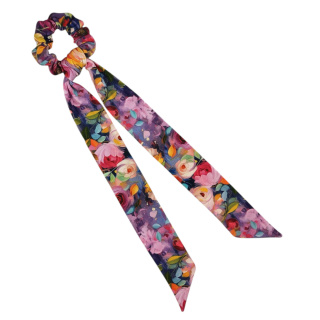 Scrunchie z długim ogonkiem Fioletowe Róże