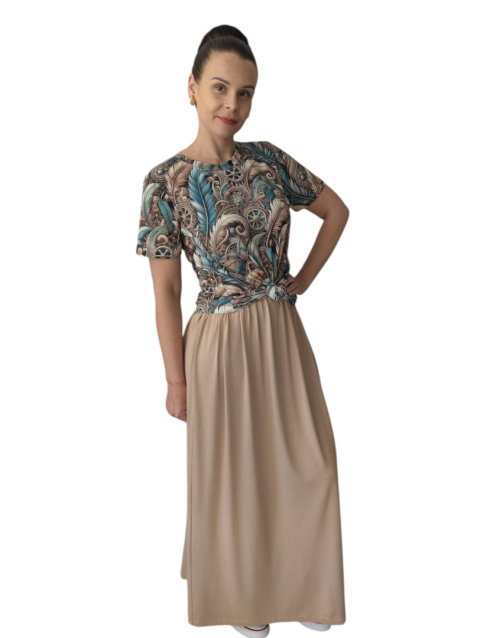Zestaw Boho Piórka ze Spódnicą Maxi Beż Zestaw Boho Piórka ze Spódnicą Maxi Beż